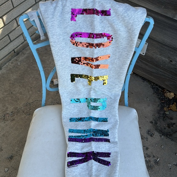 NWOT - Limited Edition PINK Rainbow Sequin Sweatpants - Picture 4 of 8